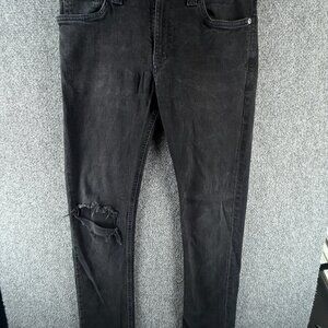 Nudie Jeans Women Denim Jeans Cotton Black Skinny Ripped Distressed ACTL 29X29